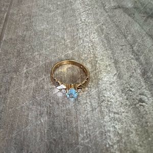 Blue Gemstone & Rhinestone Ring